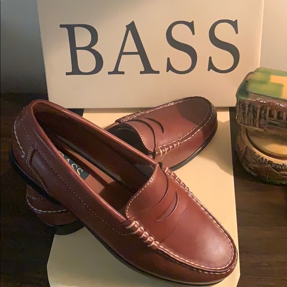 BASS BROWN LEATHER PENNY LOAFERS SHOES & BELT 9.5 OXFORDS - Picture 2 of 8